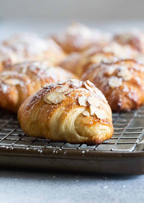 Homemade Almond Croissants Starbucks Almond Croissant Recipe, Almond Croissant Recipe, Almond Croissants, Bouchon Bakery, Local Bakery, Croissant Recipe, Almond Croissant, Edible Creations, Almond Paste