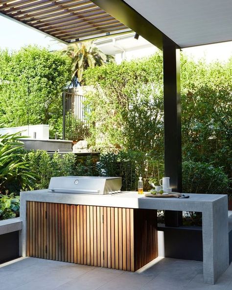 37 Cool And Welcoming Outdoor Barbeque Areas - Shelterness Outdoor Barbeque Area, Pool House Cabana, Parrilla Exterior, Concrete Outdoor Kitchen, Outdoor Bbq Area, Outdoor Kitchen Design Ideas, Outdoor Barbeque, Outdoor Bbq Kitchen, Outdoor Kitchen Ideas