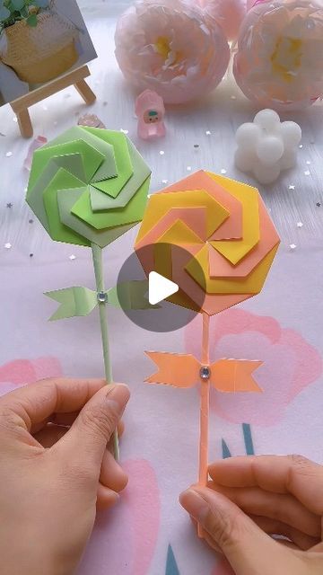 paper crafts creator on Instagram: "Title: "Whirlwind Origami Lollipops: Fun Craft for Kids"

Hashtags:
- #OrigamiTutorial
- #ParentChildHandicraft
- #HandmadeDIY
- #LearnInOneGo
- #Origami
- #WhirlwindLollipops
- #CraftsForKids
- #DIYCrafts
- #kidscrafts" Paper Lollipop Craft, Lollipop Paper Craft, Origami Lollipop, Kids Handicraft, Origami Tutorial, Fun Craft, Fun Crafts For Kids, Craft For Kids, Kids Crafts