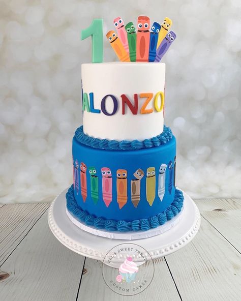 Color Crew Cake, Color Crew Birthday Cake, Color Crew Birthday Party, Color Crew Birthday Party Ideas, Crayon Cake, Color Crew, Baby Boy Birthday, Boy Birthday Cake, First Birthday Cakes