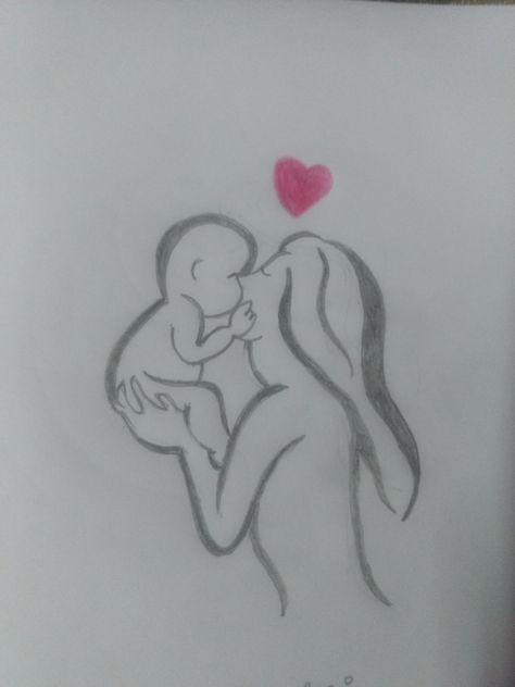 Cute Mom And Daughter Drawings Easy, Drawings To Make For Your Mom, Mom Hugging Daughter Drawing, Mother Daughter Drawing Sketches, Mom Baby Drawing, Mother Daughter Drawing Easy, Mother And Daughter Drawing Sketches, Mother Drawing Simple, Mom And Daughter Painting Easy