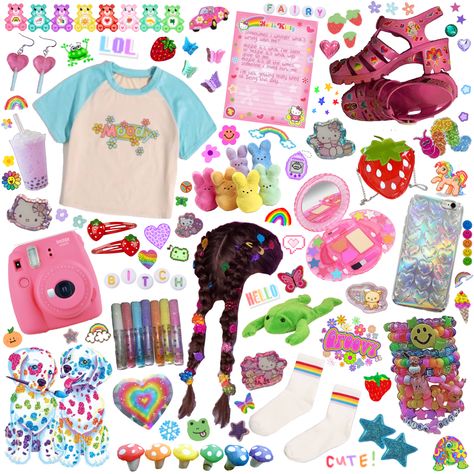 Chi Core Aesthetic, Soft Kidcore Aesthetic Outfit, Tweencore Aesthetic, Rainbow Core Outfit, Age Reggresion Outfits, Kidcore Hair, Kidcore Clothes, Kidcore Outfit, Kidcore Clothing