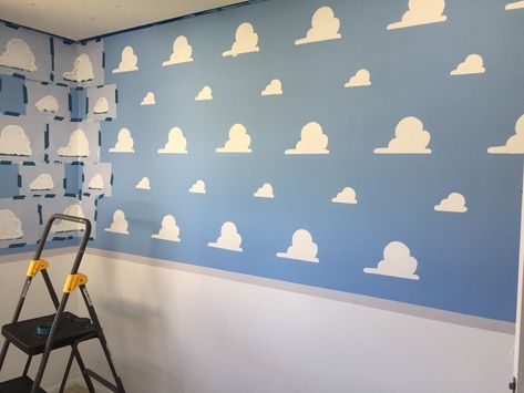 Toy story cloud walls in Colts room Cloud Walls, Toy Story Nursery, Toy Story Clouds, Toy Story Room, Toys For Girls, Toy Story, Pixar, Nursery, Home Decor Decals