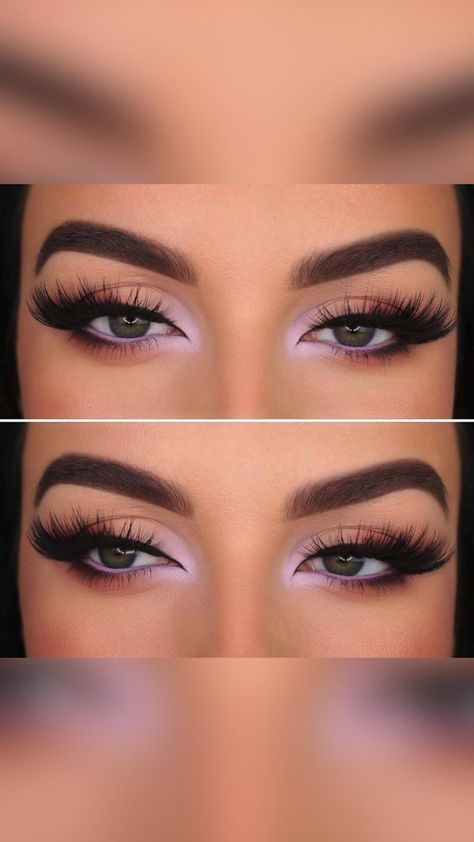 Lavender Inner Corner Makeup, Eyeshadow With Purple Dress, Make Up For Lilac Dress Eye Makeup, Simple Mauve Eye Makeup, Bridesmaid Makeup Lavender Dress, Hint Of Purple Eye Makeup, Light Purple Simple Makeup, Light Purple Make Up Looks, Simple Colorful Eye Makeup For Blue Eyes