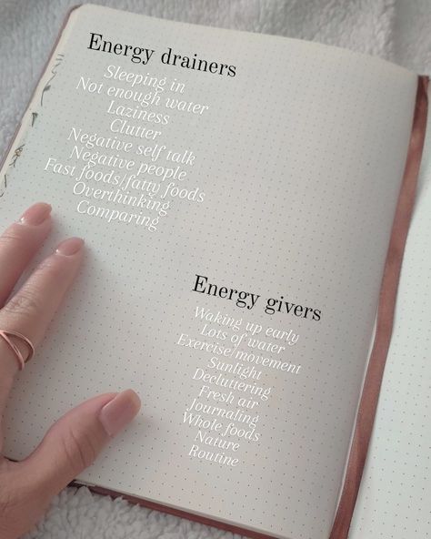 #mindfulness #mindsetofgreatness #mindsetiseverything #healing #healingjourney #mindset #healingenergy #energyiseverything Energy Journal, Energy Drainers, Prompts For Self Discovery, Bullet Journal Monthly Spread, Habit Tracker Bullet Journal, Journaling Prompts, Bullet Journal Mood, Writing Therapy, My Journal