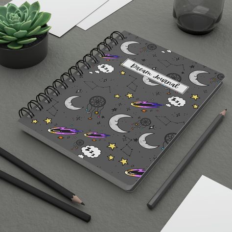 "Write down your dreams in style on these cool spiral-bound journals. Personalize it with a cool design to make them shine. These notebooks feature a thick gloss full-color laminated protective cover that is much more durable than the average flimsy paper covers. Made in the USA, the journal comes in 5x7 size with 150 pages of lined paper. - Front, back and inside cover print - 150 lined pages (75 sheets) - Glossy laminated cover - Note: 0.5\"x0.5\" production barcode visible on the back cover" Dream Journal, Paper Cover, The Journal, Lined Paper, Lined Page, Cool Design, Journal Notebook, Back Cover, Color Design