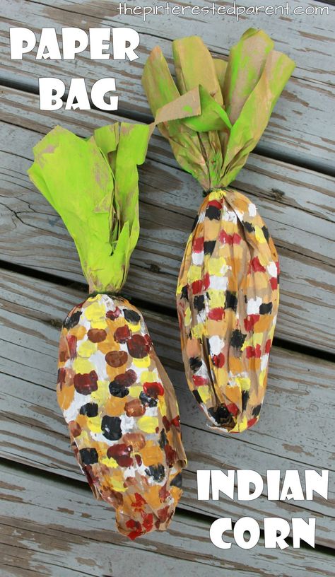 Brown paper bag crafts for the fall. These stuffed paper bag Indian corn, apple tree and scarecrow stuffed bag crafts for the kids are perfect for autumn Paper Bag Art, November Crafts, Paper Bag Crafts, Fun Fall Crafts, Indian Corn, Farm Kids, Thanksgiving Art, Easy Fall Crafts, Thanksgiving Crafts For Kids