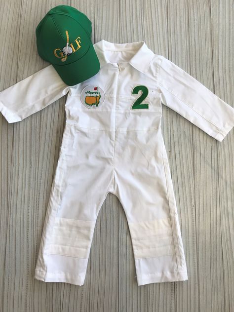 White And Green Outfit, Golf Costumes, Golf Uniform, Costumes Kids, Jumpsuit For Kids, Toddler Halloween, Green Outfit, Halloween Costumes For Kids, Golf Outfit