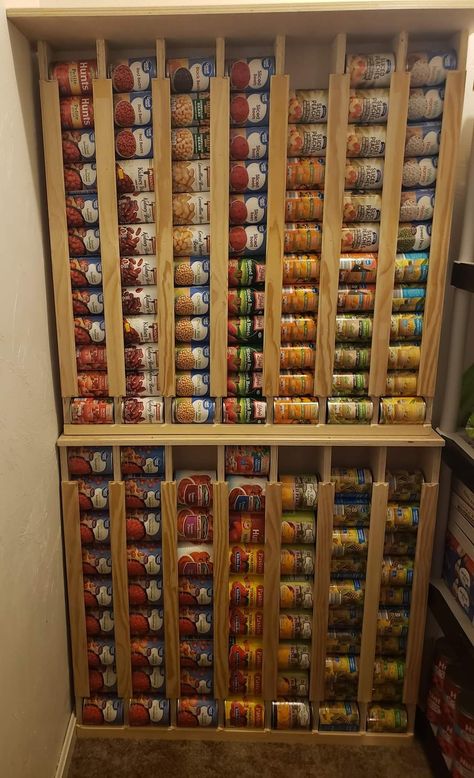 Canned Good Storage, Food Storage Rooms, Pantry Closet Design, Preppers Pantry, Diy Pantry Organization, House Pantry, Pantry Room, Canned Food Storage, Pantry Remodel