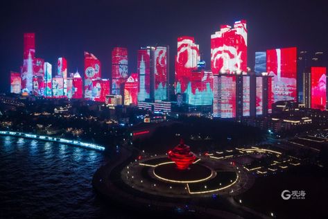 Lit Up City, Urban Hell, Shanghai Aesthetic, Futuristic Architecture Future City, Bright City Lights Aesthetic, Cyberpunk City Daylight, Bright City Lights, Japanese Red Light District Aesthetic, Qingdao City