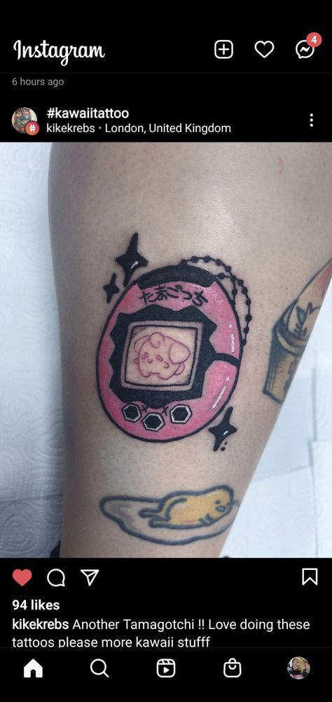 Tamogatchi Tattoo, Tomagatchi Tattoo, Tamagotchi Tattoo, Pink Tattoo, Tattoo Templates, Kawaii Tattoo, Cute Little Tattoos, Little Tattoos, Mini Tattoos