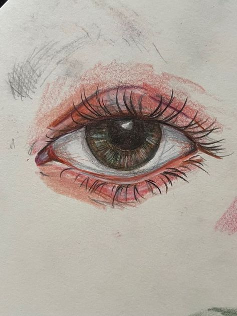 Easy Drawing Realistic, Colour Pencil Reference, Color Pencils Artwork Easy, Colour Eyes Drawing, Colored Eye Drawing, Colorpencils Drawing Idea, Pencil Colour Art Drawings Easy, Coloured Pencil Drawings Easy, Drawing Ideas Colored Pencil Easy