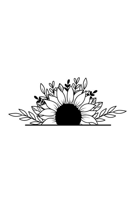 Canvas & Surfaces,Clip Art & Image Files,half sunflower png,silhouette DXF files,split sunflower svg,Stencils,Stencils, Templates & Transfers,sunflower bouquet,sunflower clipart,sunflower cricut,sunflower frame svg,sunflower png,sunflower svg Cover Up Tattoos For Women Flowers, Flower Forearm Tattoo Stencil, Sunflower Leaf Tattoo, Sunflower Drawing Outline, Sunflower Neck Tattoos Women, Sunflower Cartoon Drawing, Half Sunflower Tattoo Design, Half A Sunflower Tattoo, Sunflower One Line Drawing