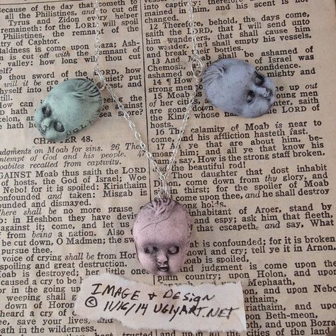 Pastel Baby Doll Heads Necklace by Ugly Shyla Jewelry , Necklace , Polymer Clay, Creepy Baby Dolls, Jewelry Kawaii, Grunge Pastel, Octopus Jewelry, Necklace Polymer Clay, Goth Necklace, Cheap Earrings, Kawaii Jewelry, Goth Jewelry