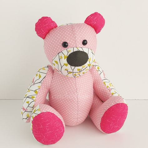 Memory Bear Pattern, Bear Sewing Pattern, Memory Bears Pattern, Bear Patterns Free, Teddy Bear Sewing Pattern, Keepsake Bear, Memory Bears, Soft Toy Patterns, Baby Cardigan Knitting Pattern