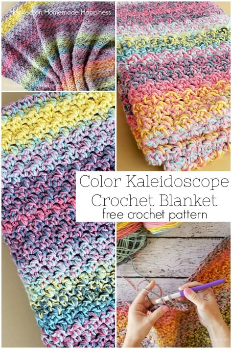 Color Kaleidoscope Crochet Blanket Pattern - So bright and beautiful! You can't go wrong no matter what colors your choose for this Color Kaleidoscope Crochet Blanket Pattern! Kaleidoscope Crochet Blanket, Kaleidoscope Crochet, Crochet Blanket Colors, Crochet Hello Kitty, Crochet For Beginners Blanket, Crochet Blanket Pattern, Afghan Pattern, Afghan Crochet, Basic Crochet Stitches