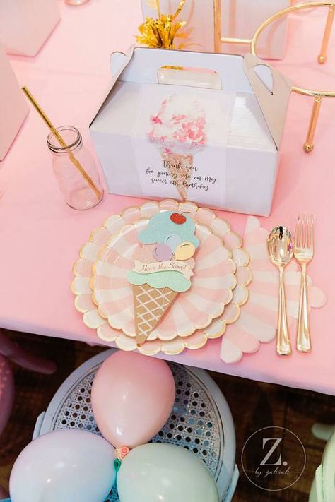 Ice Cream Themed Table Setting from a Here's the Scoop Pastel Ice Cream Party on Kara's Party Ideas | KarasPartyIdeas.com (11) Pastel Ice Cream Party, Ice Cream Themed Birthday, Pastel Ice Cream, Ice Cream Party Theme, Ice Cream Birthday Party, Ice Cream Theme, Here's The Scoop, Themed Table, Pastel Party