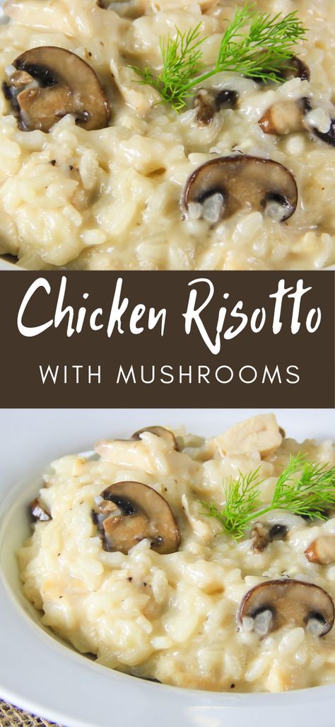 Risotto With Chicken, Risotto Recipes Chicken, Risotto Recipes Easy, Risotto Dishes, Mushroom Risotto Recipes, Chicken Risotto, Rice Side Dishes, Mushroom Risotto, Risotto Recipes