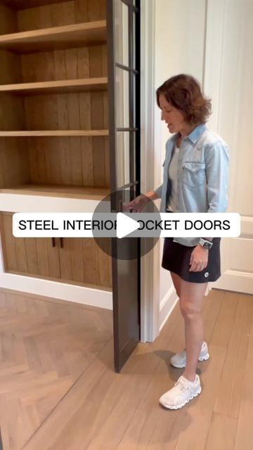 Erin Stetzer on Instagram: "Check out these interior steel pocket doors 🖤✨ Design: @studiomcgee Architect: @reagan_andre_architecture Builder: @erinstetzerhomes Want to talk with Erin about YOUR project? For homeowners and builders, whether you are looking for input on a current project or thinking about building or remodeling a home, Erin and her team are here to help you through the entire process! Head to https://www.erinstetzerhomes.com to book a virtual consult with Erin today ✨💻🙌 ______ #erinstetzerhomes #homebuilder #custombuilder #customhomes #customhomebuilder #construction #dreamhome #homeinspo #homedesign #builder #homesweethome #newhome #newconstruction #housegoals #buildersofinstagram #dreamhouse⁠ #archdaily #architecturelovers #handcrafted #interiordesign #realestate #s Build Pocket Door, Erin Stetzer Homes, Steel Pocket Doors, Pocket Doors Ideas, Arched Pocket Doors, Arched Pocket Door, Mirrored Pocket Door, Classic Wardrobe Essentials, Functional Wardrobe