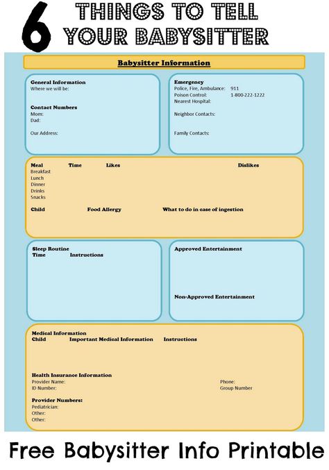 BABYSITTER INFORMATION SHEET WITH FREE PRINTABLE - Here's a free babysitter information sheet that you can download! Babysitting Notes, Babysitter Bag, Babysitting Forms, Babysitter Information Sheet, Babysitter Ideas, Babysitting Games, Daycare Printables Forms, Babysitter Printable, Nanny Binder