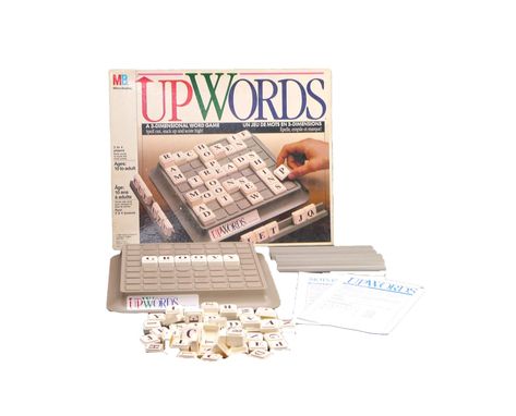 Upwords 3D scrabble board game published by Milton Bradley 1989. Complete. Scrabble Board Game, Scrabble Game, Scrabble Board, Letter Tiles, Plastic Letters, Vintage Board Games, Milton Bradley, Puzzle Board, Games Box