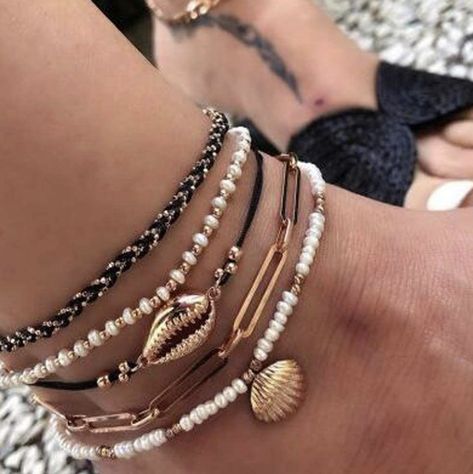 Ankle Bracelets Boho, Ikat Kepala, Anklet Set, Foot Bracelet, Beaded Ankle, Summer Anklets, Ankle Jewelry, Anklets Boho, Gold Anklet