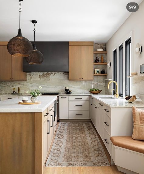 Custom Banquette, Kitchen Cabinet Style, 2023 Design, Kitchen And Bath Remodeling, Kitchen Transformation, Kitchen Colour Schemes, Dark Kitchen, Mid Century Modern Kitchen, Honey Oak