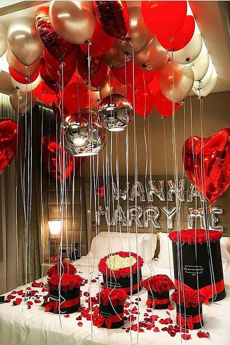 24 Unique Proposal Ideas For Unforgettable Pop The Question ❤️ unique proposal ideas red and white balloons ❤️ More on the blog: https://ohsoperfectproposal.com/unique-proposal-ideas/ Wedding Proposal Ideas Engagement, Cute Proposal Ideas, Romantic Room Surprise, Romantic Room Decoration, Unique Proposals, Rosen Box, Decoration Evenementielle, Romantic Bedroom Decor, Romantic Surprise