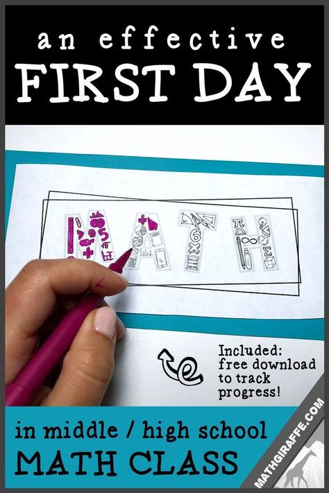 How to Plan the First Day of Math Class (middle & high school) High School Back To School, Junior High Math, High School Math Classroom, Middle School Math Teacher, Middle School Activities, Middle School Math Classroom, First Day Of School Activities, Math School, Secondary Math