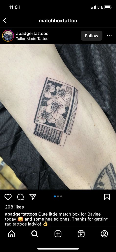 Box Of Matches Tattoo, Matchbook Tattoo, Match Box Tattoo, Matchbox Tattoo, Box Tattoo, Make Tattoo, A Tattoo, Tatting, Beautiful People