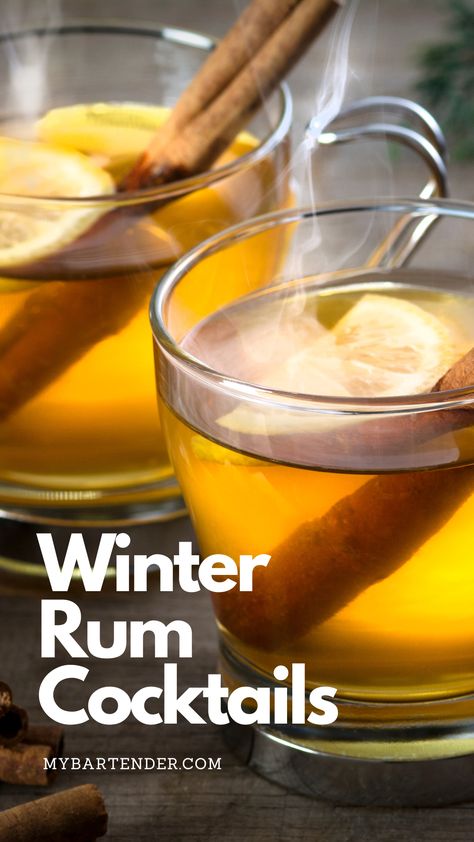 Winter Rum Cocktails Spiced Rum Drinks Recipes, Drinks With Rum Easy, Rum Based Cocktails Recipe, Hot Rum Drinks, Warm Winter Drinks Alcoholic, Winter Rum Drinks, Rum Cocktails Winter, Simple Rum Cocktails, Drinks With Spiced Rum