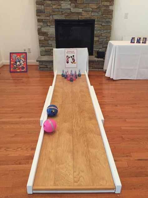 Indoor outdoor Bowling Lane Diy Bowling Alley, Bowling Diy, Bowling Games For Kids, Outdoor Bowling, Diy Bowling, Bowling Lane, Kids Bowling, Backyard Kids Play Area, Mini Bowling