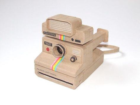 Polaroid Land ONestep camera made out of cardboard Cardboard Polaroid Camera, Camera Made Out Of Cardboard, Cardboard Camera, Cardboard Sculptures, Camera Crafts, Cardboard Sculpture, Creative Gifts For Boyfriend, Polaroid Camera, Cardboard Art