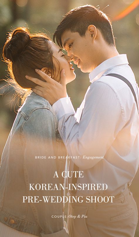 A Cute Korean-Inspired Pre-Wedding Shoot | https://brideandbreakfast.ph/2017/11/15/a-cute-korean-inspired-pre-wedding-shoot/ Korean Engagement Photos, Bride And Breakfast, Best Memes Ever, Philippines Wedding, Pre Wedding Shoot, Flirting Moves, Traditional Korean, Flirting Memes, Unique Wedding Invitations