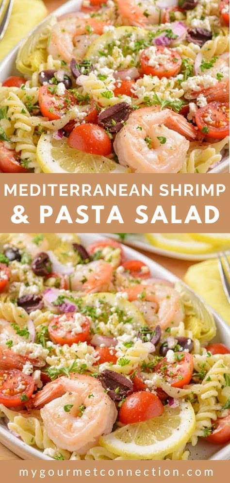 Grilled Shrimp Pasta Salad, Shrimp And Feta Pasta Salad, Healthy Shrimp Pasta Salad Recipes, Pasta Salad Seafood, Greek Pasta Salad With Shrimp, Sea Food Pasta Salad, Pasta And Shrimp Salad, Easy Shrimp Pasta Salad Recipes Cold, Healthy Shrimp Pasta Salad