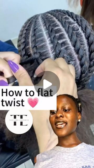 Textured Hair Education on Instagram: "Flat Twist ✨

🎥 @exceptional_hairs" Flat Twist With Added Hair, Flat Twist Updo With Extensions, Flat Twist Styles For Kids, Stitch Flat Twist, Cute Easy Cornrow Hairstyles, Flat Twist Cornrows Natural Hair, Flat Twist On Short Natural Hair, Flat Twist Low Bun Natural Hair, How To Do Flat Twist