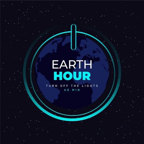 Flat design earth hour on button Premium... | Premium Vector #Freepik #vector #world #globe #earth #celebration Earth Hour Poster Design, Earth Hour Poster, World Poster Design, Earth Graphic Design, World Meteorological Day, Globe Earth, Magazine Layout Inspiration, Earth Poster, Earth Hour