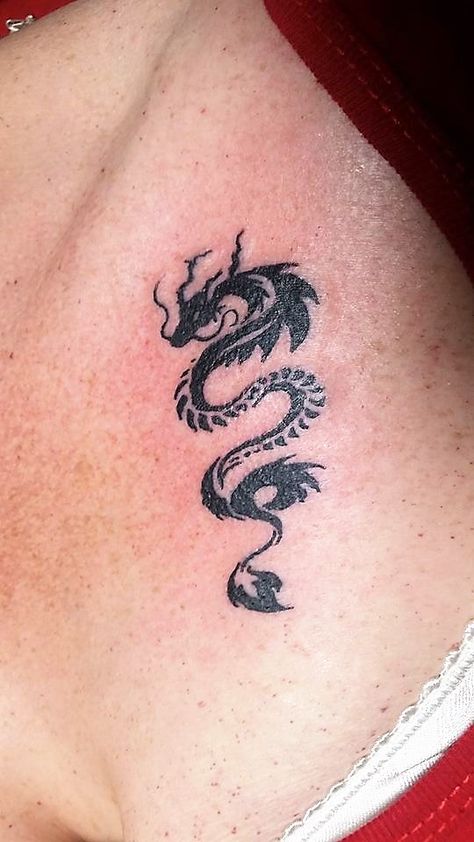 #tribal #dragon #Chinesedragon #simple #blackwork #tattoo #studio13tattoomg Small Dragon Neck Tattoo, Lucky Dragon Tattoo, Simple Chinese Dragon Tattoo, Small Chinese Dragon Tattoo, Dragon Tattoos Japanese, Simple Dragon Tattoo, Small Dragon Tattoo, Dragon Tattoo Simple, Dance Tattoo