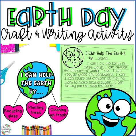 Earth Day Craft and Writing Activity Substitute Teacher Binder, Earth Day Craft, Help The Earth, Prewriting Skills, Earth Craft, Back To School Special, Homework Incentives, Classroom Anchor Charts, Circle Math