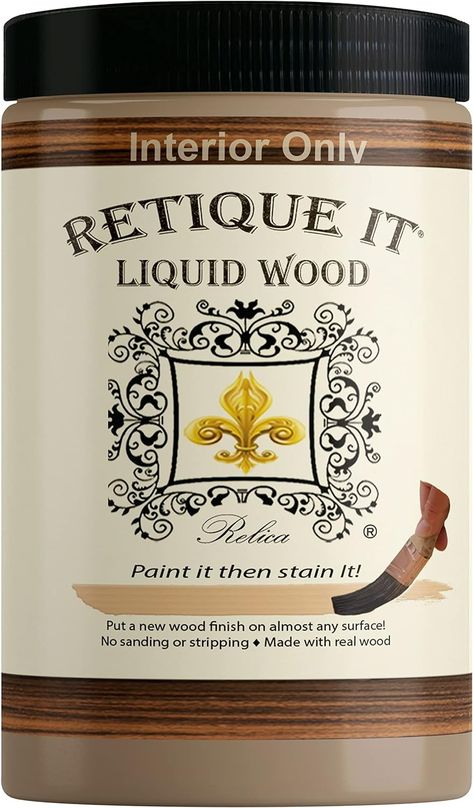 Retique It Liquid Wood Quart - Stainable Wood Fiber Paint Puts a Fresh Wood Coat (32oz Light) - Amazon.com Retique It Liquid Wood, Retique It, Liquid Wood, Chalk Furniture, Bleached Wood, Wood Slat Wall, Furniture Paint, Gel Stain, Paint Sprayer