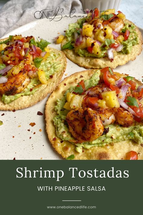 The best part about these Shrimp Tostadas are that they are SO SIMPLE. You only need a couple ingredients and you have the easiest, most flavorful weeknight dinner. #tostadas #shrimptostadas #healthydinner #mealpreprecipes #shrimprecipes Chipotle Shrimp Tostadas, Shrimp Tostadas With Pineapple Salsa, Blackstone Tostadas, Mexican Tostada Recipes, Shrimp Tostadas Mexican, Couples Dinner Ideas, Prawn Tostadas, Healthy Tostadas, Easy Tostadas