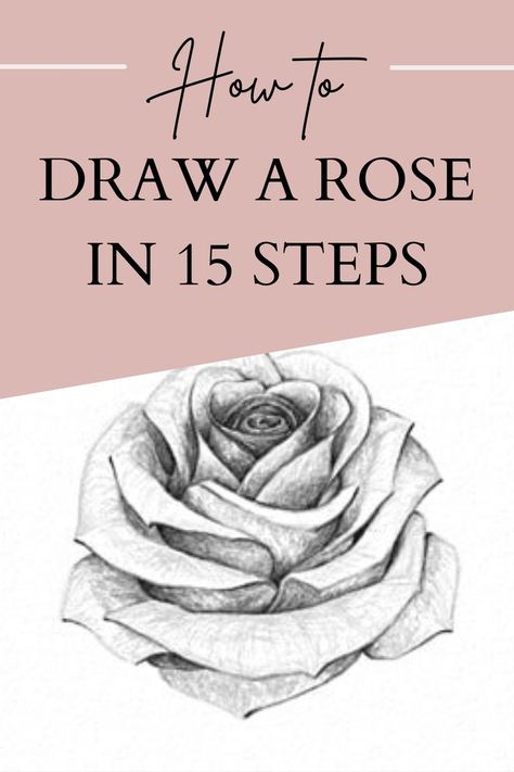 Draw A Rose, Pencil Drawings Of Flowers, Pencil Drawings For Beginners, Pencil Drawing Tutorials, Flower Drawing Tutorials, Cool Pencil Drawings, Flower Art Drawing, Art Drawings Sketches Pencil, Rose Drawing