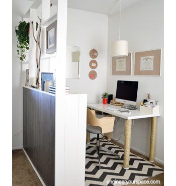 How to make a room divider Productive Home Office, Ikea Home Office, Office Room Dividers, Office Dividers, Outfit Office, Small Home Offices, Office Nook, Diy Casa, Ikea Home