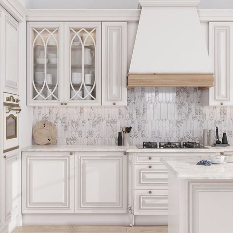 Kitchen backsplash with white cabinets