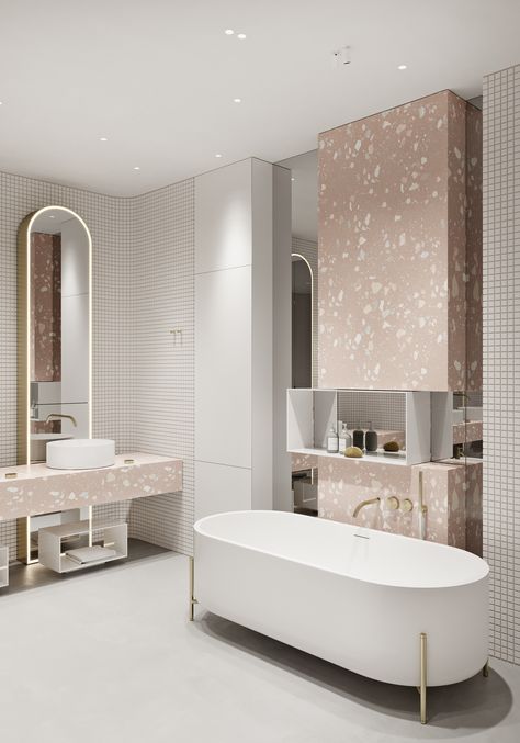 Interior Minimalista, Mirror On The Wall, 아파트 인테리어, Bath Room, Bath Tub, Pastel Hues, Beautiful Bathrooms, Cheap Home Decor, Amazing Bathrooms