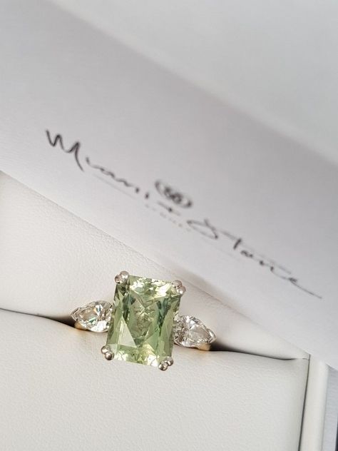 Princess Tiana Wedding Ring, Green Beryl Engagement Ring, Vintage Green Engagement Rings, Light Green Stone Ring, Green Quartz Engagement Ring, Light Green Diamond Ring, Light Green Engagement Rings, Green Diamond Ring Engagement, Light Green Wedding Ring