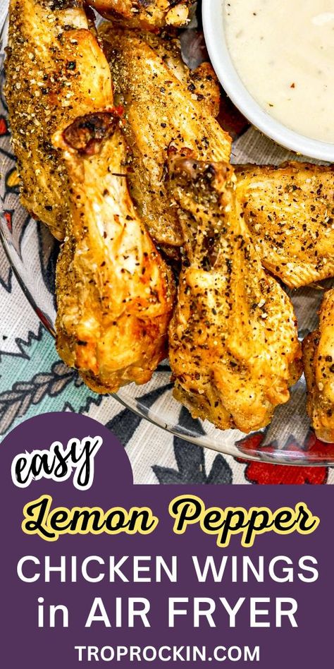 Air Fryer Lemon Pepper Wings, Chicken Wings In Air Fryer, Wings In Air Fryer, Lemon Pepper Chicken Wings Recipe, Wings In The Air Fryer, Crispy Air Fryer Chicken Wings, Crispy Air Fryer Chicken, Pepper Chicken Wings, Air Fry Chicken Wings