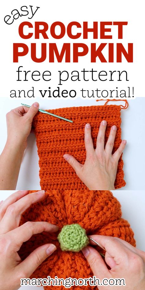 Diy Pumpkin Crochet, Cute Pumpkin Crochet Pattern, Crochet Pumpkin Free Pattern Video, Crochet Pumpkin For Beginners, Crochet Pumpkin Large, Easy Pumpkin Crochet Pattern, How To Crochet A Pumpkin Stem, Crochet Pumpkin From Rectangle, Large Knitted Pumpkins Free Pattern