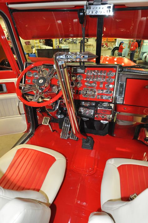 The viper red scheme is carried through the interior. Truck Interior, Trucks, Red