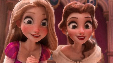 Blonde And Brunette Duos Cartoon, Iconic Duos Movies, Blonde And Brunette Best Friends Cartoon, Blonde And Brunette Cartoon Characters, Ginger And Brunette, Duos Cartoon, Belle And Rapunzel, Bella Disney, Iconic Duos